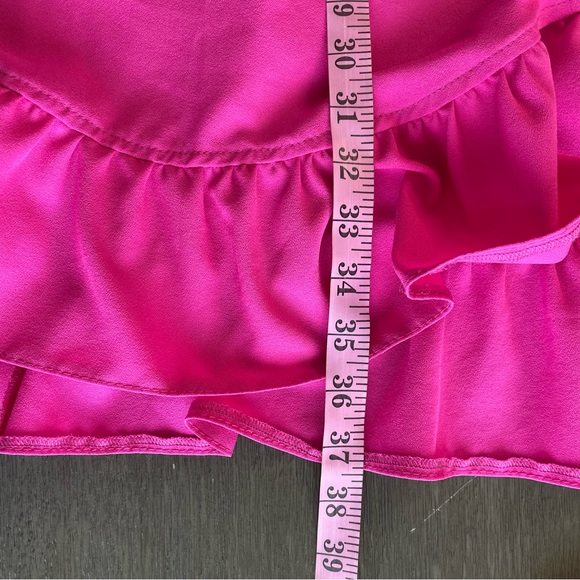 Marelina Hot Pink Ruffle Mini Wrap Dress 40 Small - Picture 15 of 15